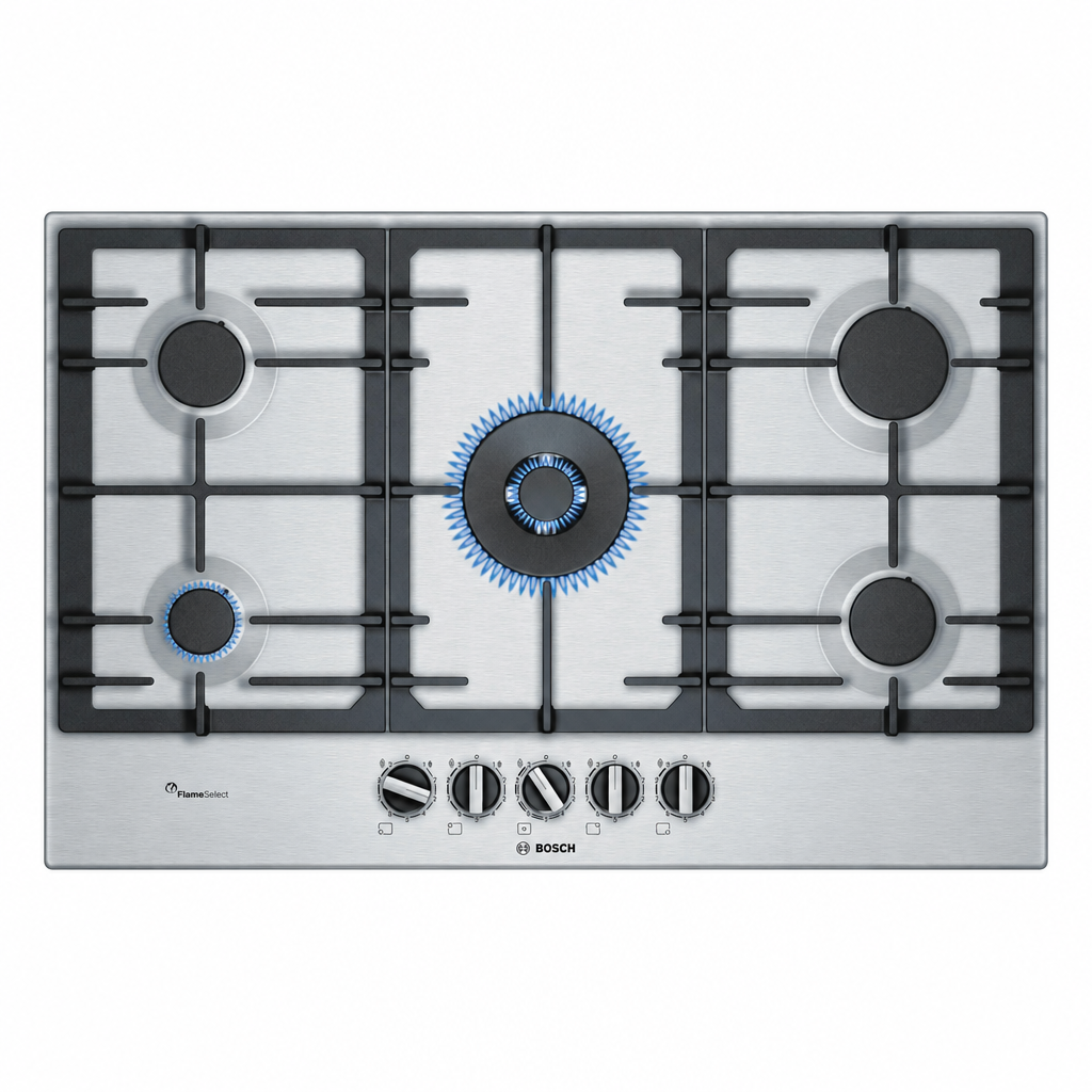 Bosch PCR9A5B90 Series 6 Gas Hob, 90cm, Stainless Steel