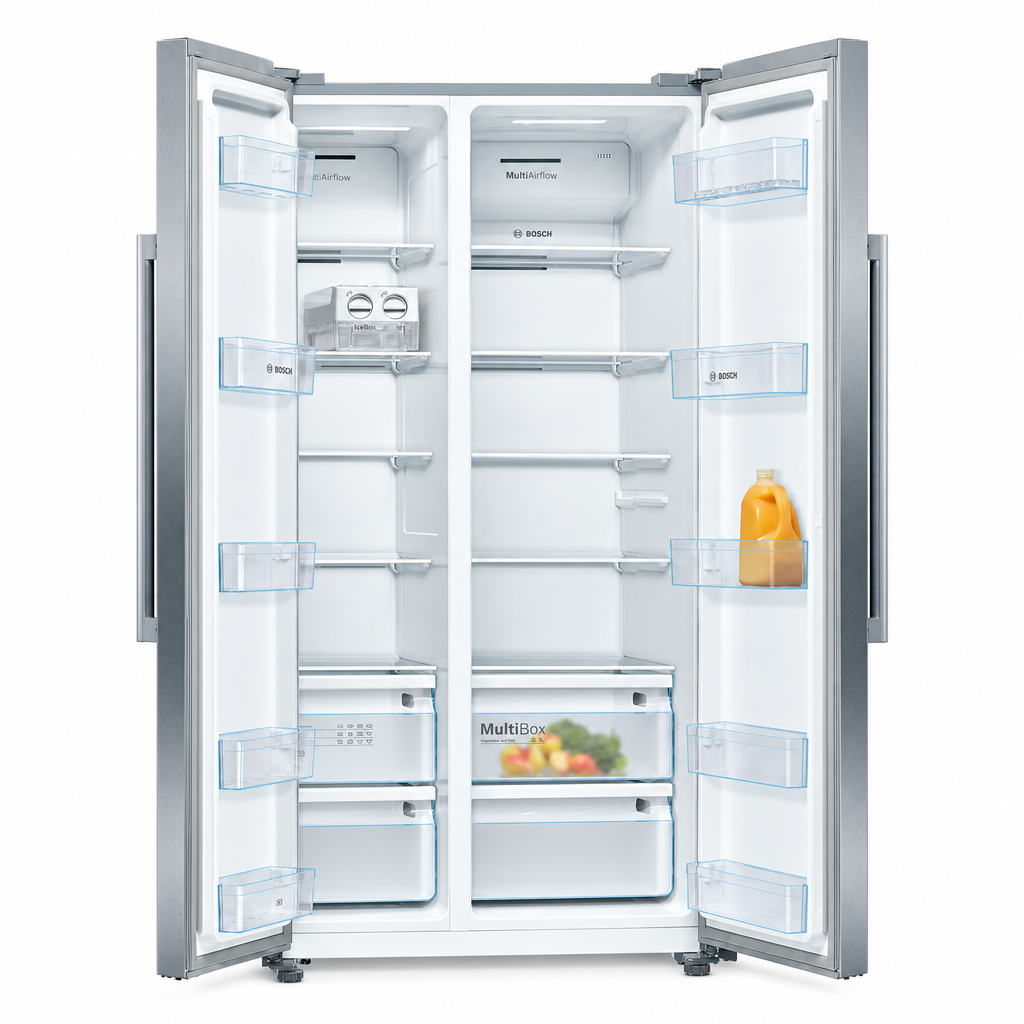 Bosch KAN93VIFPG Series 4 Side-by-Side Fridge Freezer, 616L, Stainless Steel