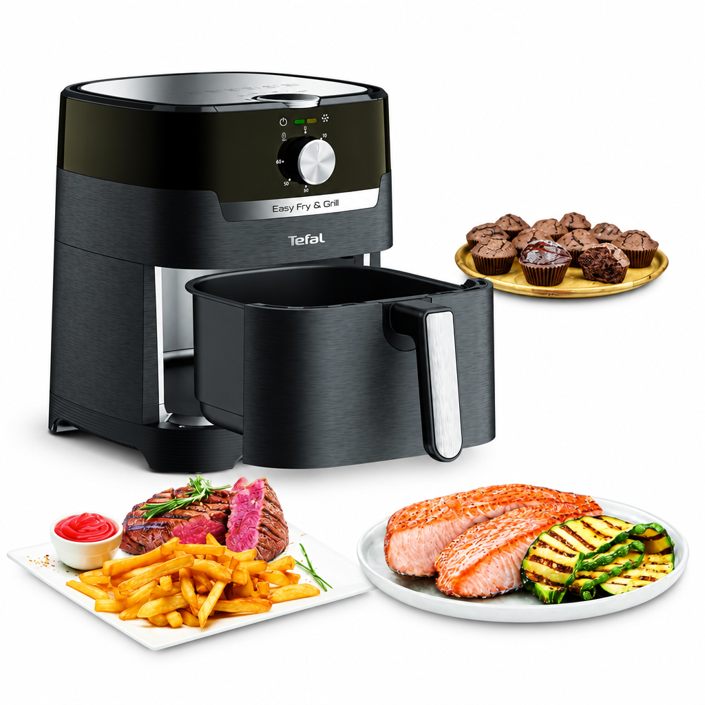 TEFAL Air Fryer | Easy Fry & Grill 2-in-1 |4.2 L Capacity | 1550 W | Healthy Cooking | Air Fry + Grill |Adjustable Temperature | Timer