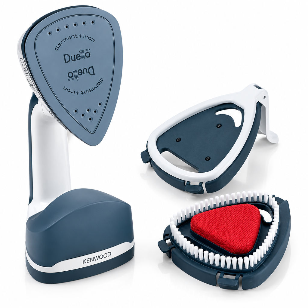 KENWOOD 2-in-1 Garment Steamer + Steam Iron 1000W with Rotary Plate | Ceramic Soleplate | LED Light | GSP40.000WB