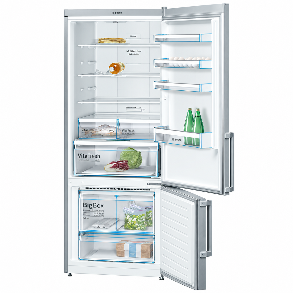 Bosch KGN56VI30M Series 4 Bottom Freezer Fridge Freezer, 505L, Stainless Steel