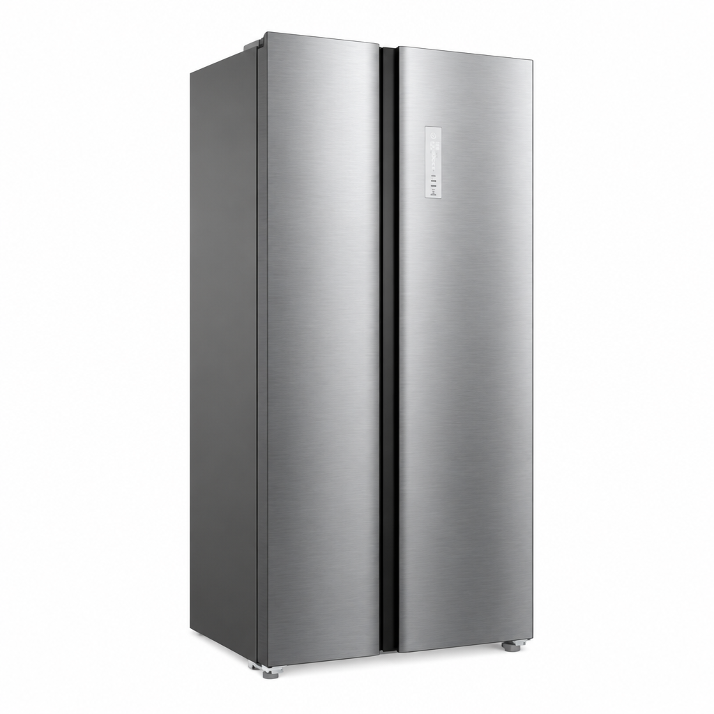 TCL 635L side by side refrigerator left-angle view