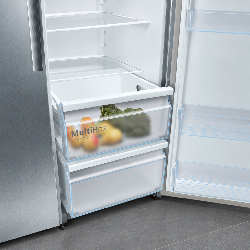 Bosch KAN93VIFPG Series 4 Side-by-Side Fridge Freezer, 616L, Stainless Steel