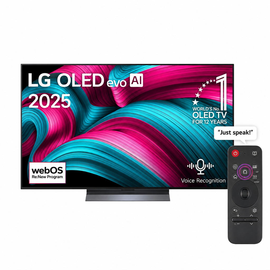 LG OLED evo C5 TV front with remote