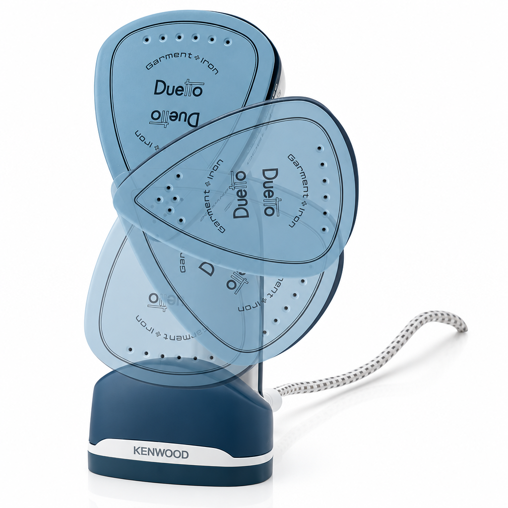 KENWOOD 2-in-1 Garment Steamer + Steam Iron 1000W with Rotary Plate | Ceramic Soleplate | LED Light | GSP40.000WB