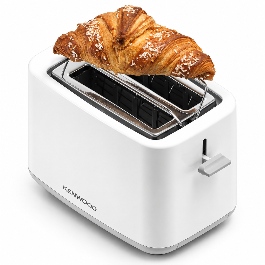Kenwood toaster with croissant on integrated bun warmer