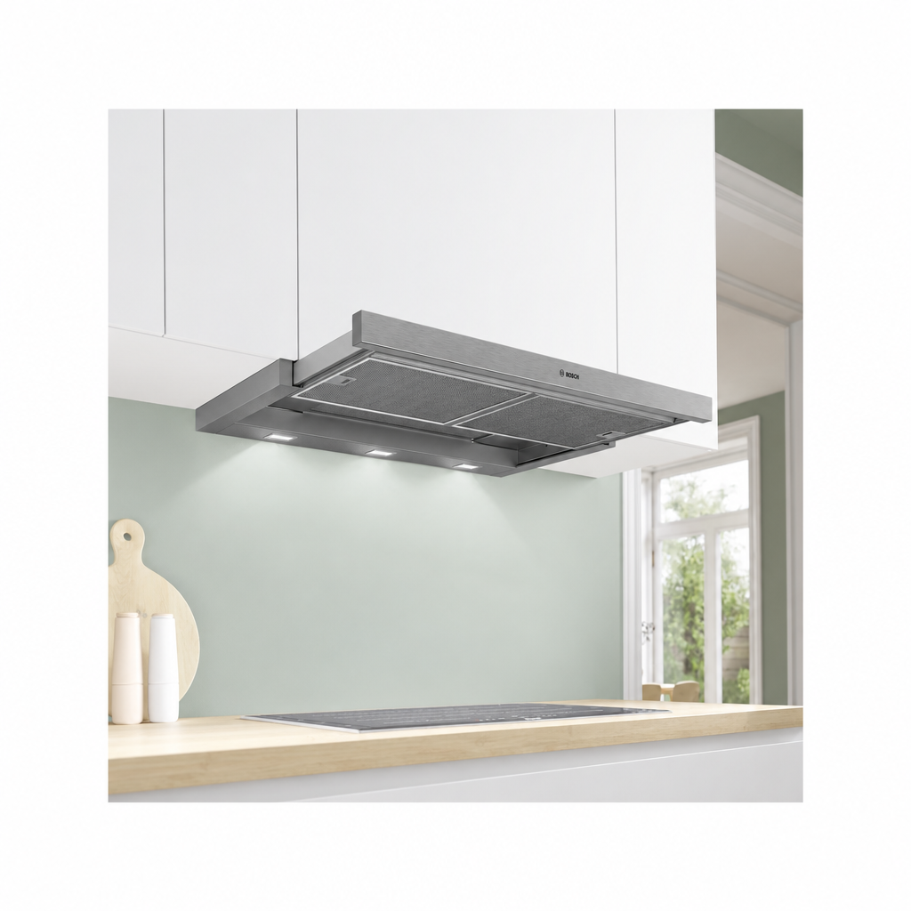 Bosch DFS097A51B Series 4 Telescopic Cooker Hood, 90cm, Silver Metallic