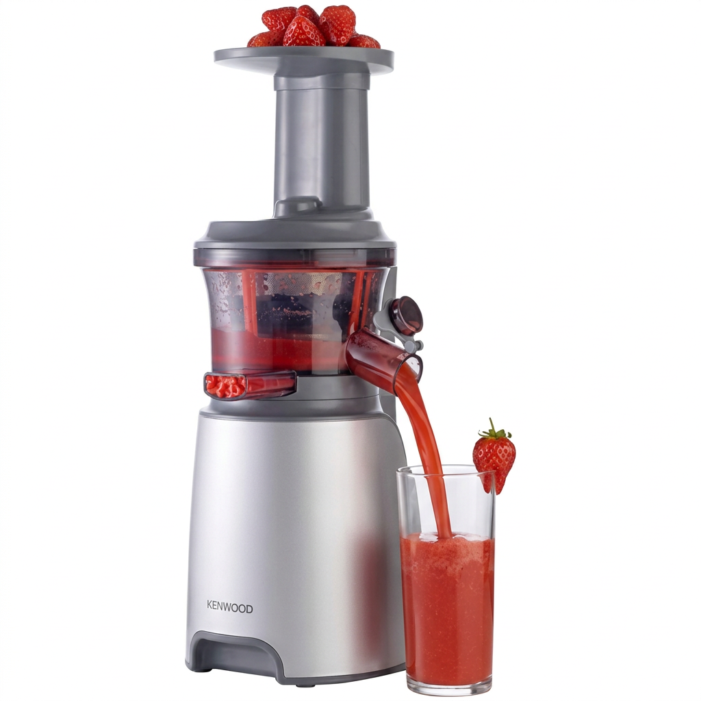 KENWOOD Slow Juicer Cold Press Juicer 150W Juice Extractor with Wide Feed Tube, Juice Jug, Pulp Container, Anti Drip, Extra Sieve, Cleaning Brush, Sorbet, Rinse Clean Function