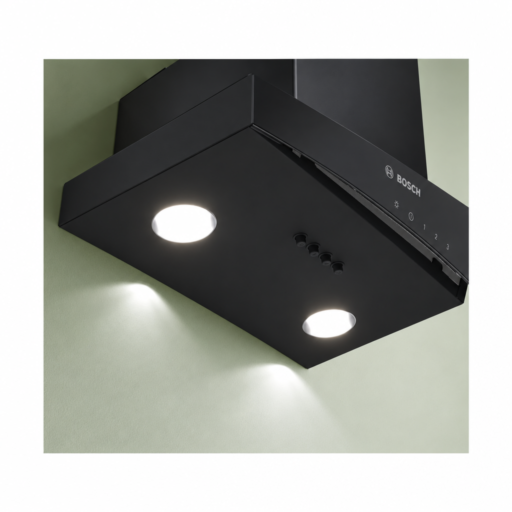 Bosch DWK63PJ61M Series 2 Inclined Cooker Hood, 60cm, Black Glass