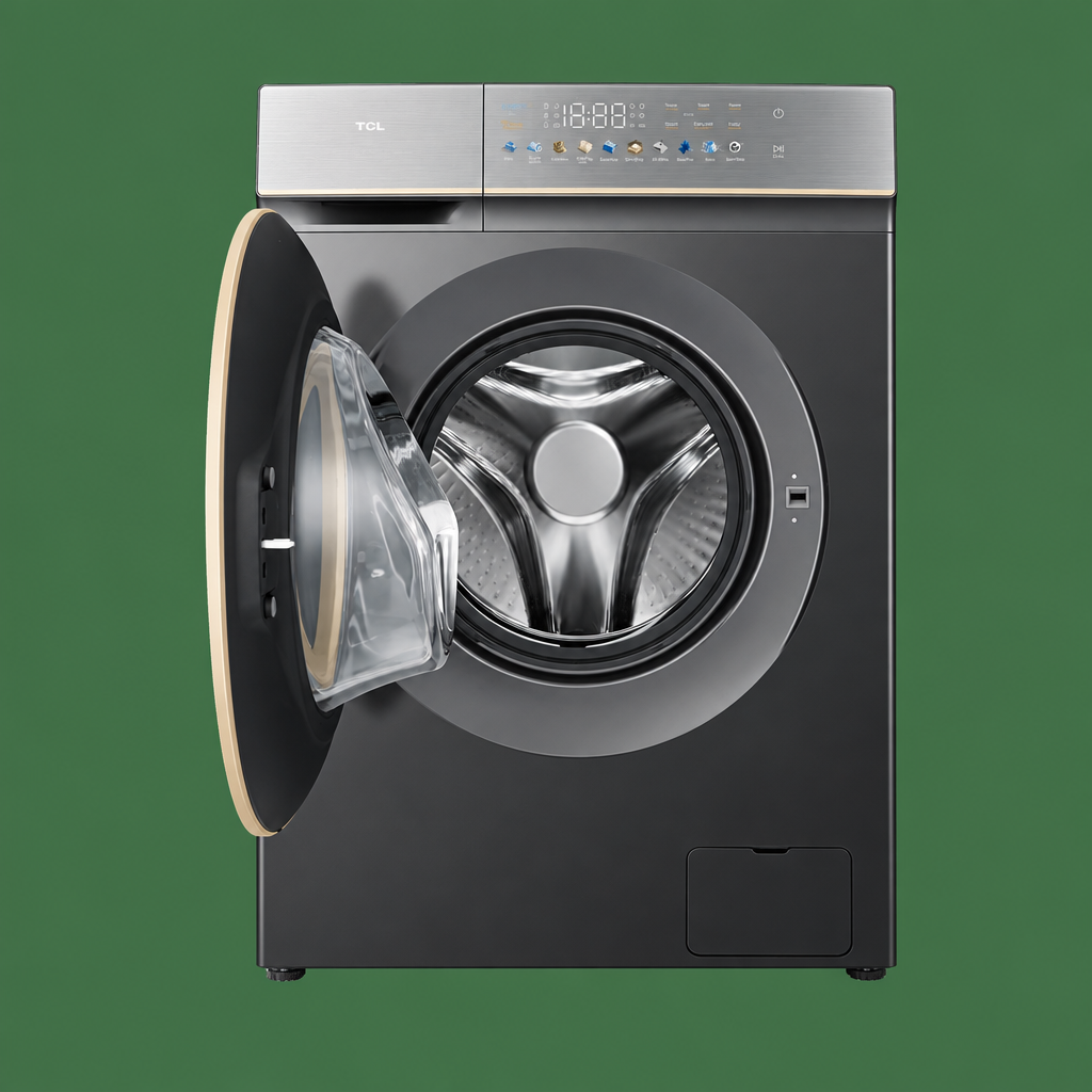 TCL washer-dryer front view with door open
