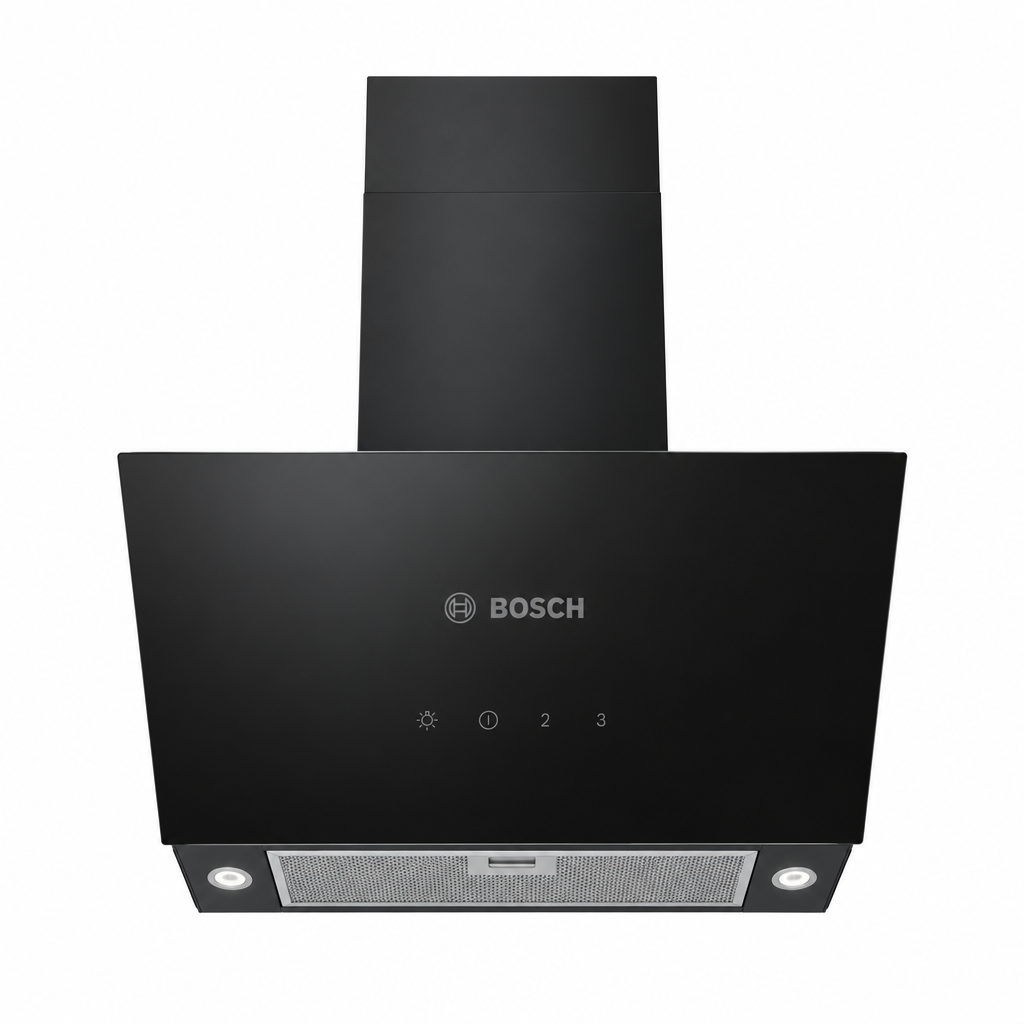Bosch DWK63PJ61M Series 2 Inclined Cooker Hood, 60cm, Black Glass