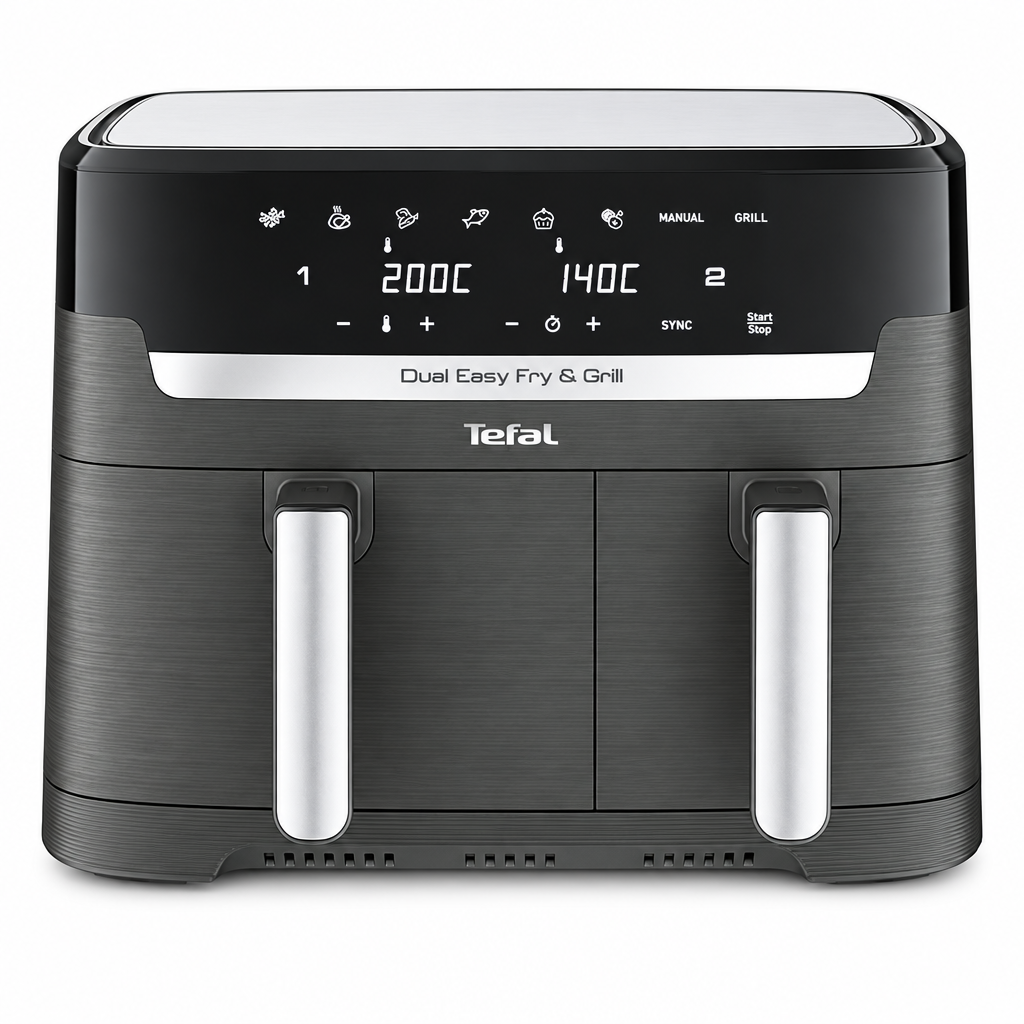 TEFAL Air Fryer Dual Easy Fry 8.3 L Dual Drawers Complete Family Meal 7 Pre-Set Programs Dishwasher-Safe Parts Dedicated App
