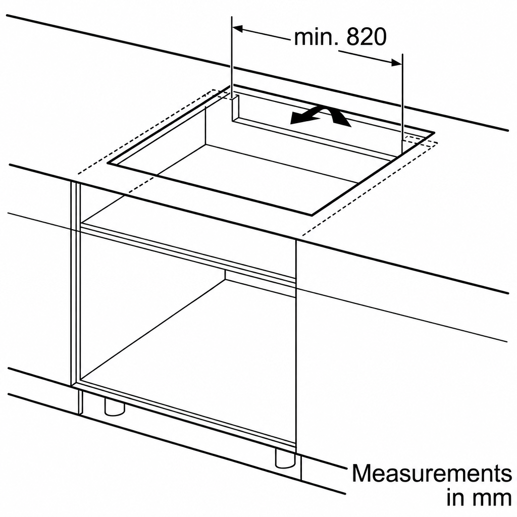 Bosch hob installation opening diagram