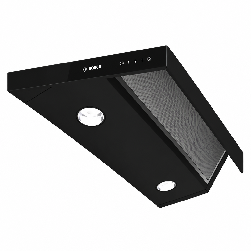 Bosch DWK96PJ60M Series 4 Inclined Cooker Hood, 90cm, Black Glass