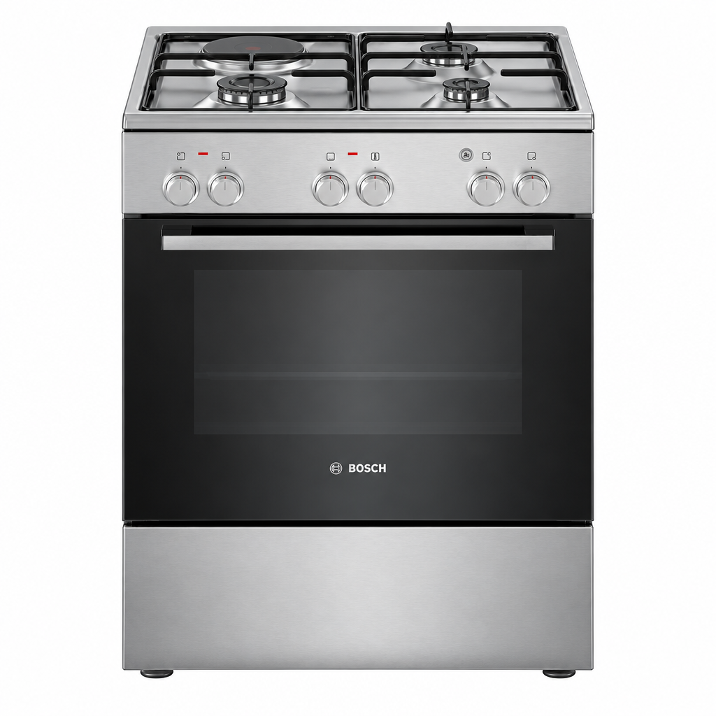 Bosch HXA050F50S Series 2 Dual Fuel Cooker, 60cm, Stainless Steel