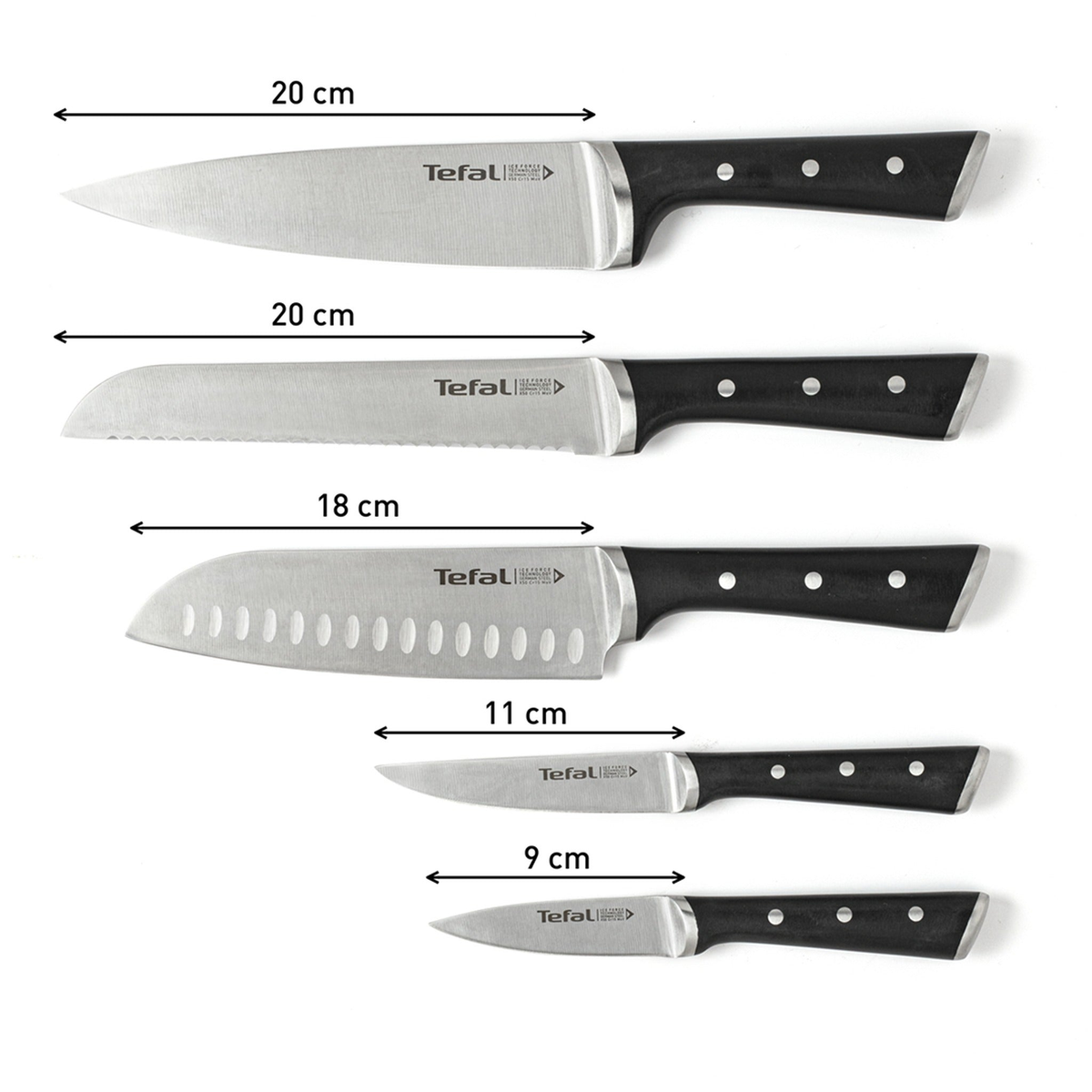 Tefal Ice Force 5-Knife Wooden Block Set | K232S574