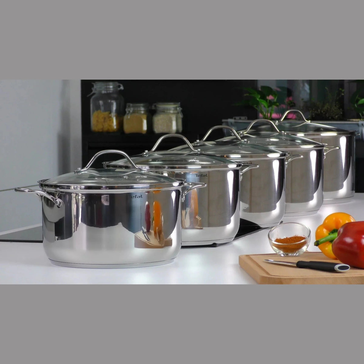 Tefal Intuition 8-Piece Stainless Steel Cookware Set | B864S874