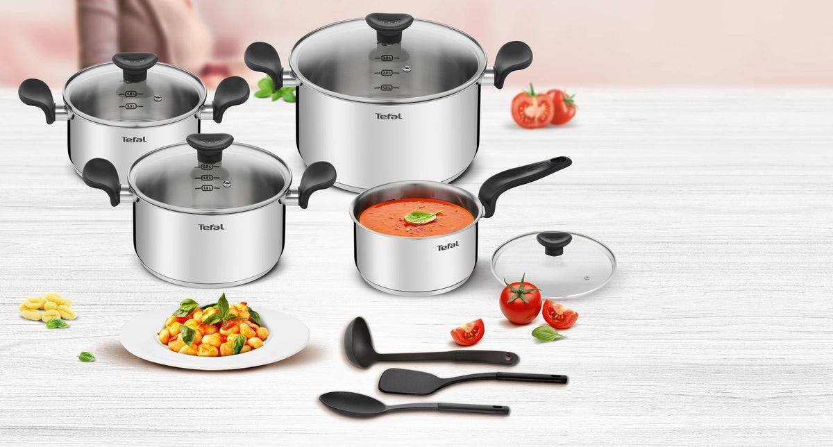 Tefal Primary 11-Piece Stainless Steel Cookware Set | E308SB74