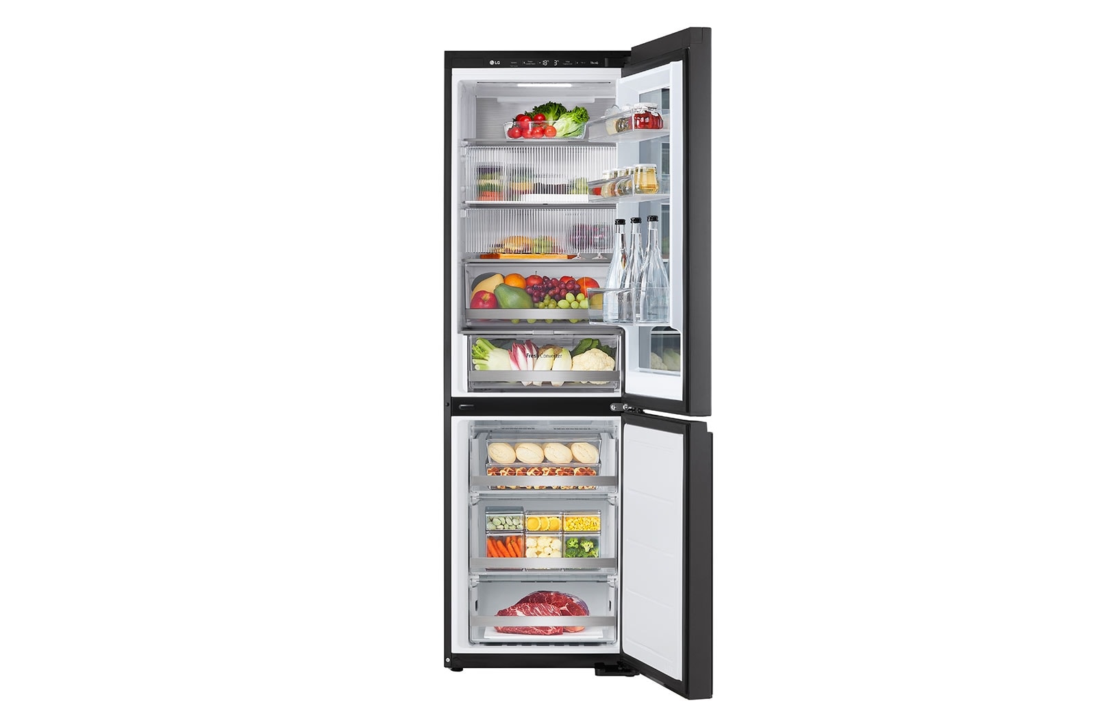 LG 349L InstaView Bottom Freezer Refrigerator Essence Black Steel | GC-V459FSKW