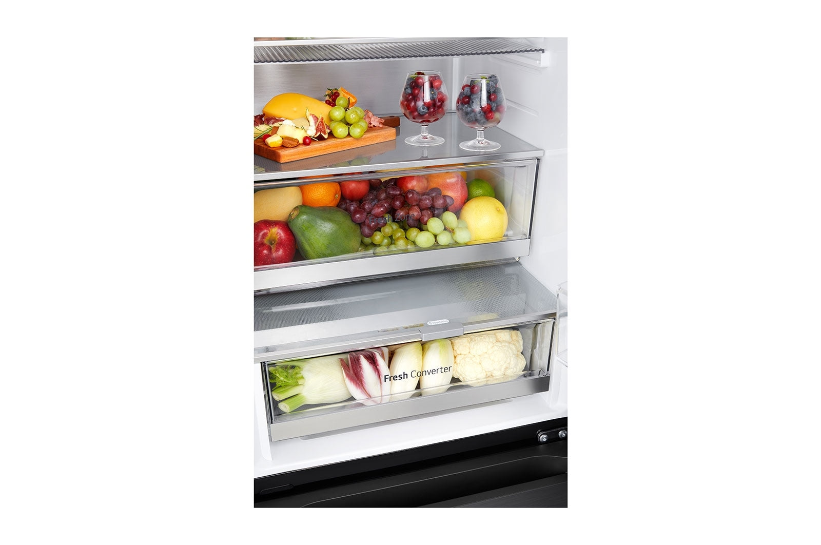 LG 349L InstaView Bottom Freezer Refrigerator Essence Black Steel | GC-V459FSKW