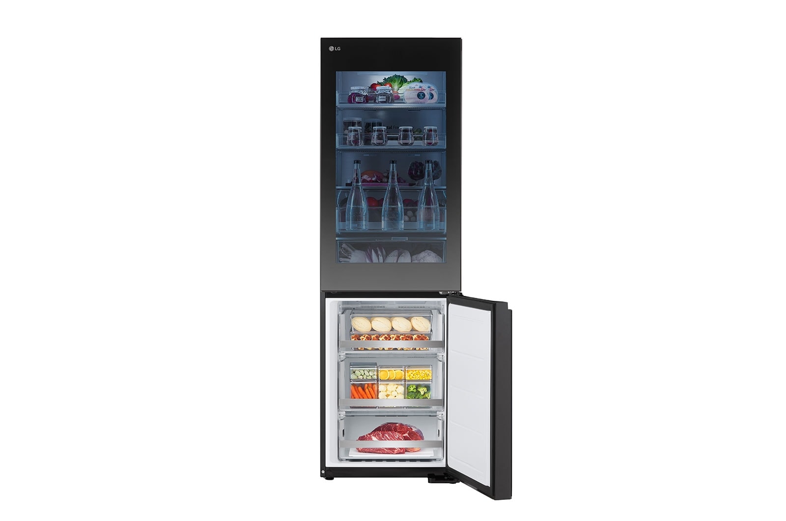 LG 349L InstaView Bottom Freezer Refrigerator Essence Black Steel | GC-V459FSKW