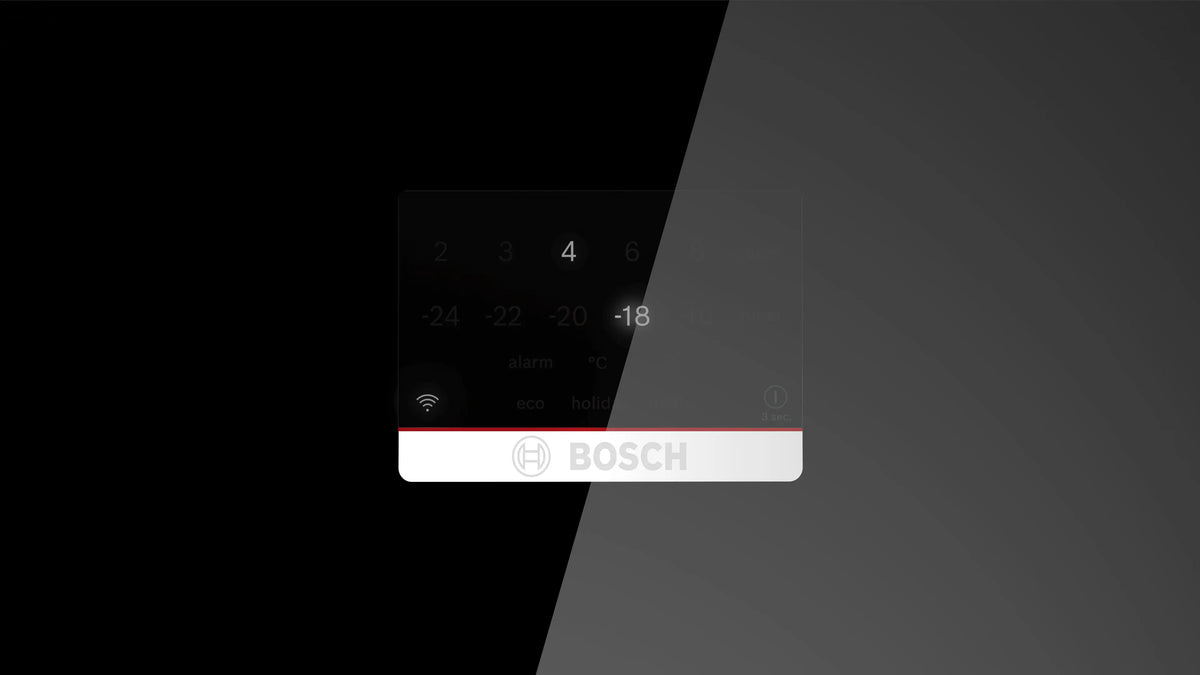 Bosch KGN56LB305 fridge freezer - electronic touch display on the black glass door